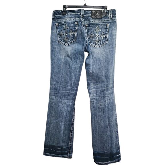 Miss Me Easy Boot Rhinestone Embellished Jeans Size 31 Blue EUC JES422EL - Picture 2 of 6